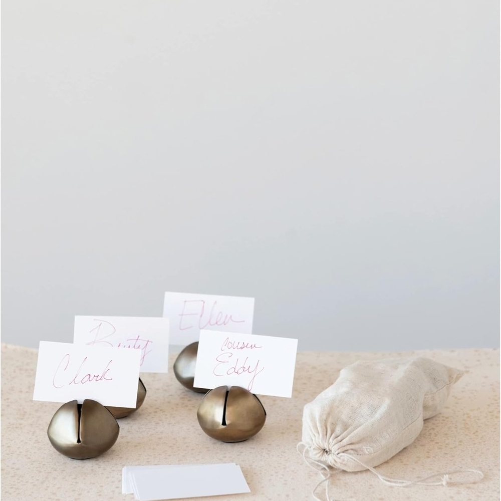 Creative Co-Op Metal Bell Card Holders Set